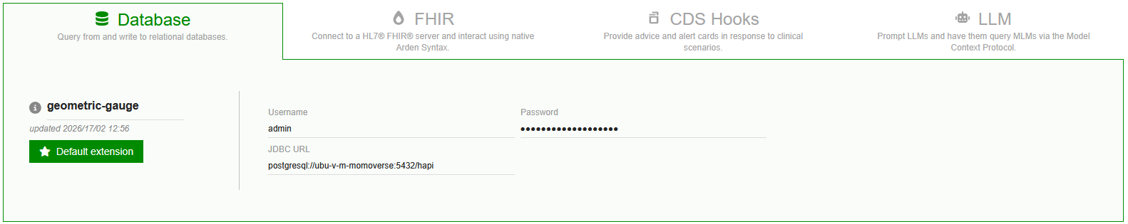 database example config