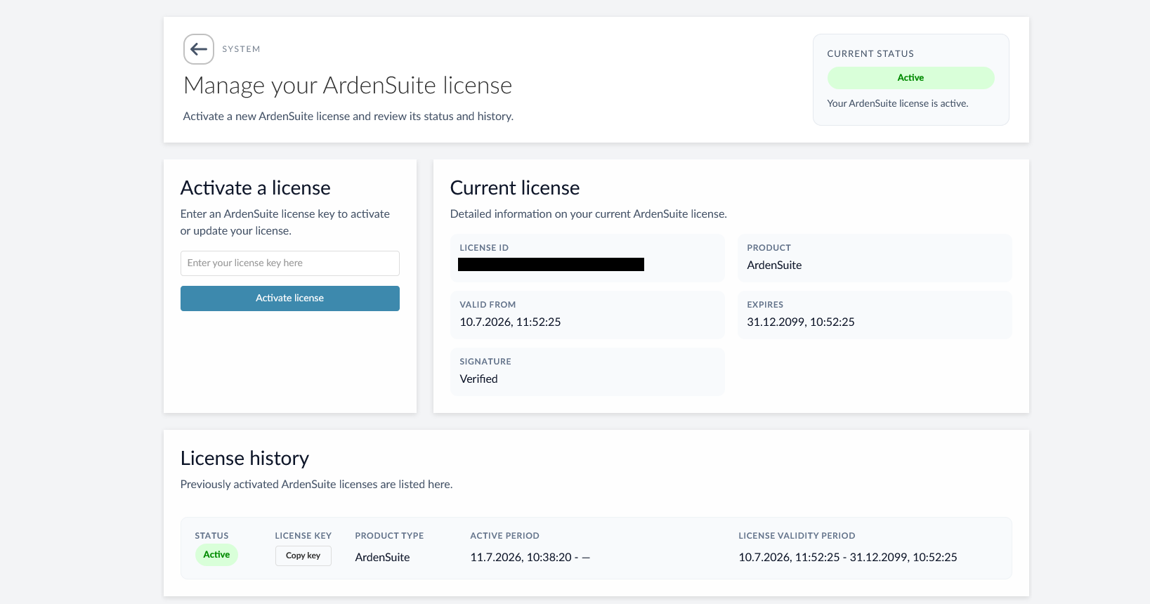 License Management with active license