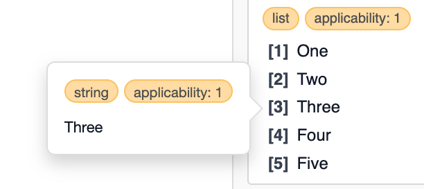 Hovering over a result